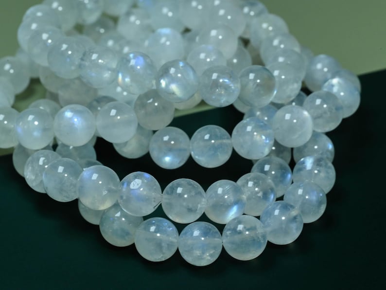 Pulsera de auténtica piedra lunar azul natural, pulsera de cuentas de cristal hecha a mano, pulsera relajante para meditación y sanación para mujeres y hombres, regalo imagen 6