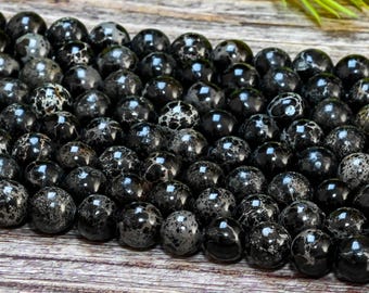 Black Sea Sediment Imperial Jasper Gemstone Smooth Round 4mm 6mm 8mm 10mm 12mm Loose Beads 15.5" inch Full Strand