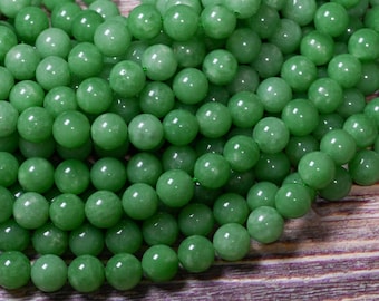 Perline rotonde lisce in giada verde da 15,5" 4 mm 6 mm 8 mm 10 mm 12 mm