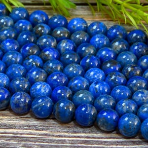 15.5&quot; Rare Aqua Lapis Lazuli Round Beads - 4MM 6MM 8MM 10MM 12MM - Genuine Natural Smooth Round Loose Beads for DIY Jewelry Making
