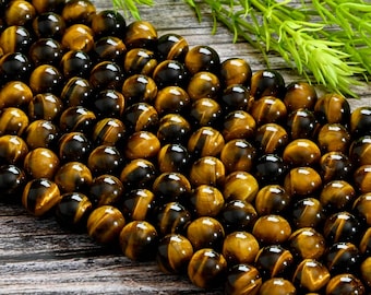 Guaranteed 100% natural AAA Tiger's Eye Round Beads - Stunning Chatoyant Swirls - 2MM 3MM 4MM 6MM 8MM 10MM 12MM Multiple Sizes 15.5" Strand