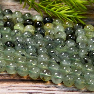Green Epidote In Prehnite Beads - Genuine Natural High Quality -4MM 6MM 8MM 10MM 12MM Loose Beads Full 15.5 Inch strand