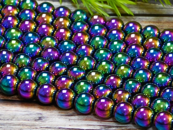 15.5"  Rainbow Hematite Grade AAA Non-magnetic Multicolor Gemstone Round Loose Beads 4mm 6mm 8mm 10mm 12mm for DIY Jewelry Making
