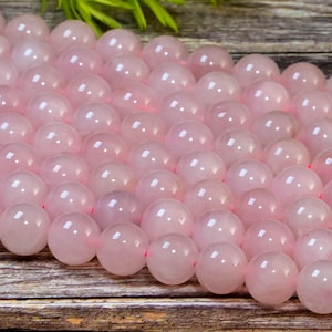 Rose Quartz Crystal Beads Gemstone Smooth Round Beads 4MM 6MM 8MM 10MM 12MM Multiple Sizes 15.5&quot; Strand