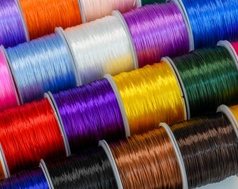 0.8mm Vibrant Dyed Stretch Cord 60m/roll Multipurpose Elastic Cord - Elastic String for Jewelry & Crafts - Beading, Bracelets, DIY Projects