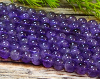 AAA Amethyst Gemstone Light Purple Smooth Round Beads - Genuine Natural Round Beads 4mm 6mm 8mm 10mm 12mm Loose Beads 15.5" inch Full Strand