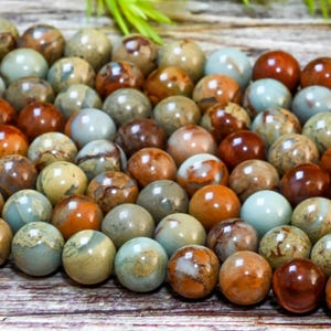 Sea Sediment Jasper Beads Smooth Round Aka Natural African Opal Gemstone Beads 4mm, 6mm, 8mm, 10mm, 12mm- Full 15.5 inch Strand