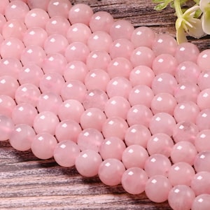Madagascar Rose Quartz Crystal Beads  - Natural Pink Gemstone Smooth Round Beads 4MM 6MM 8MM 10MM 12MM Multiple Sizes 15.5&quot; Strand