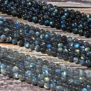 Labradorite Natural Rainbow Smooth Round Gray Gemstone Beads 2mm 3mm 4mm 6mm 8mm 10mm 12mm 15.5&quot; inch Full Strand
