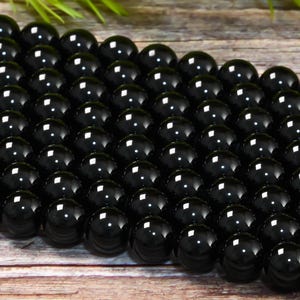 15.5" Black Tourmaline Genuine Natural Brazil Gemstone 4MM, 6MM, 8MM, 10MM, 12MM Smooth Round Loose Beads
