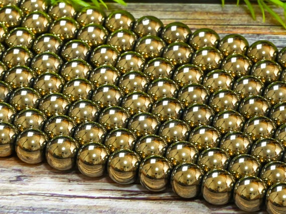 15.5" Brass Copper Pyrite Hematite Grade AAA Non-magnetic Multicolor Gemstone Round Loose Beads 4mm 6mm 8mm 10mm 12mm for DIY Jewelry Making