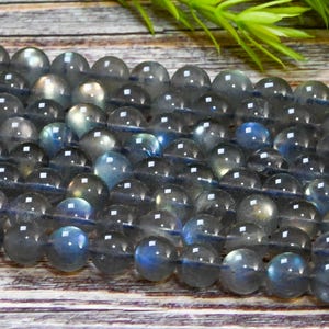 AAA Natural Rainbow Labradorite Gray Gemstone Round 4mm 6mm 8mm 10mm 12mm Smooth Loose Beads 15.5&quot; Strand