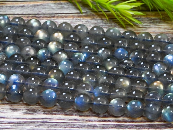 AAA Natural Rainbow Labradorite Gray Gemstone Round 4mm 6mm 8mm 10mm 12mm Smooth Loose Beads 15.5" Strand