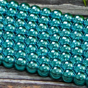 15.5インチ シアンブルー ヘマタイト グレード AAA 非磁性宝石 ラウンドルースビーズ 4 mm 6 mm 8 mm 10 mm 12 mm DIYジュエリー作り用