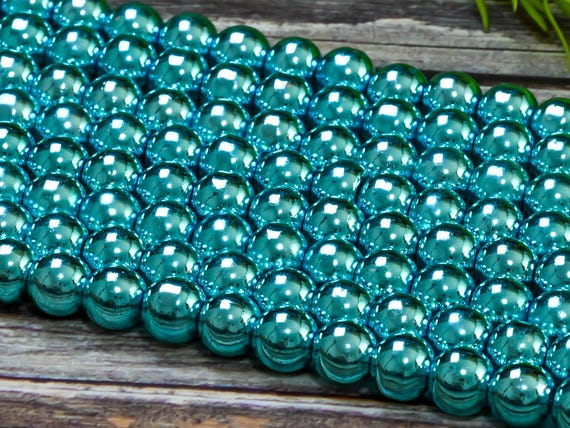 15.5" Cyan Blue Hematite Grade AAA Non-magnetic Gemstone Round Loose Beads 4mm 6mm 8mm 10mm 12mm for DIY Jewelry Making
