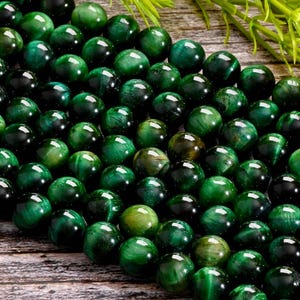 15&#39;5 Green Tiger&#39;s Eye Gemstone Round Beads -Green & Gold Cat Eye-Available in 4MM,6MM, 8MM, and 10MM Sizes-Smooth Round Loose Beads Bulk