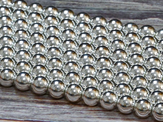15.5" Sterling Silver Hematite Grade AAA Non-magnetic Gemstone Round Loose Beads 4mm 6mm 8mm 10mm 12mm for DIY Jewelry Making
