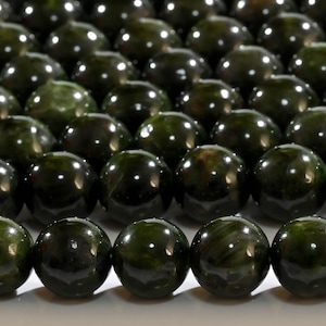 15.5" Green Chrome Diopside Natural Gemstone Smooth Round Beads