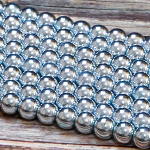 15.5インチ ライトブルー ヘマタイト グレード AAA 非磁性宝石 ラウンド ルースビーズ 4 mm 6 mm 8 mm 10 mm 12 mm DIY ジュエリー作り用