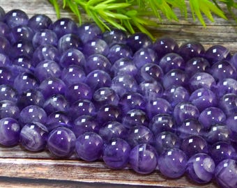Dream Amethyst Gemstone Smooth Beads - Genuine Natural Uruguay Round Beads 4mm 6mm 8mm 10mm 12mm Various Sizes strand 15.5"