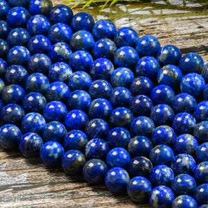 Blue Lapis Lazuli Beads - Natural Gemstone Smooth Round Beads 4MM 6MM 8MM 10MM 12MM Multiple Sizes 15.5&quot; Strand