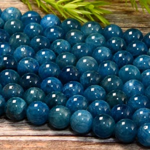 15.5&quot; Natural Deep Blue Apatite Grade AAA Gemstone Smooth Round Beads - 4MM, 6MM, 8MM, 10MM, 12MM Loose Beads for DIY Jewelry Making