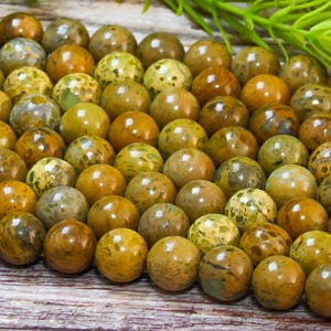 15.5&quot; Smooth Goldenrod Sea Sediment Imperial Jasper Yellow Gemstone 4mm 6mm 8mm 10mm 12mm Round Loose Beads