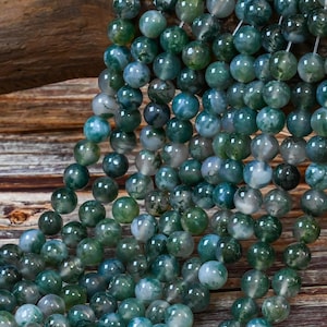 Rare AAA Green Moss Agate Genuine Natural Smooth Round Beads 4mm 6mm 8mm 10mm 12mm Loose Beads 15.5&quot; Inch Full Strand