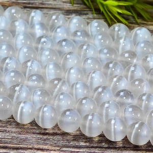 AAA Natural White Selenite High Quality Gemstone Smooth Round 4mm 6mm 8mm 10mm 12mm Loose Beads 15.5" inch Full Strand