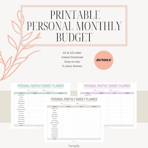 Monthly Budget Tracker Printable – 6 Pastel Colors | A4 & US Letter | Personal Finance Planner PDF | Budgeting Sheet Download