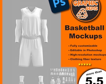 Ultrarealistyczne makiety odzieży sportowej do koszykówki | Pliki Photoshop w wysokiej rozdzielczości | W pełni konfigurowalne szablony odzieży sportowej