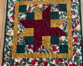 Special Price - Sale - Christmas Square Table Topper in Reds. Golds, and Greens