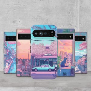 Funda rígida de estilo asiático con animación japonesa para Google Pixel 9A, 8, 6A, Samsung S25 Edge, A56, A15, iPhone 16 Pro, 16e, 15, 13Pro