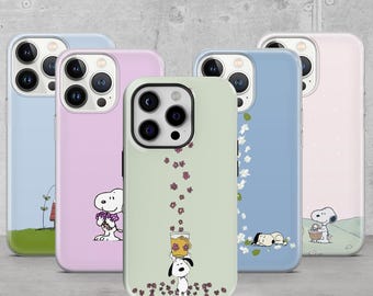 Snocover Cute Phone Case Spring Snoopy Tough Cover for iPhone 16e, 15, 13, Google Pixel 9A, 7, 6A, Samsung Galaxy S25 Edge, S23, A36, A56
