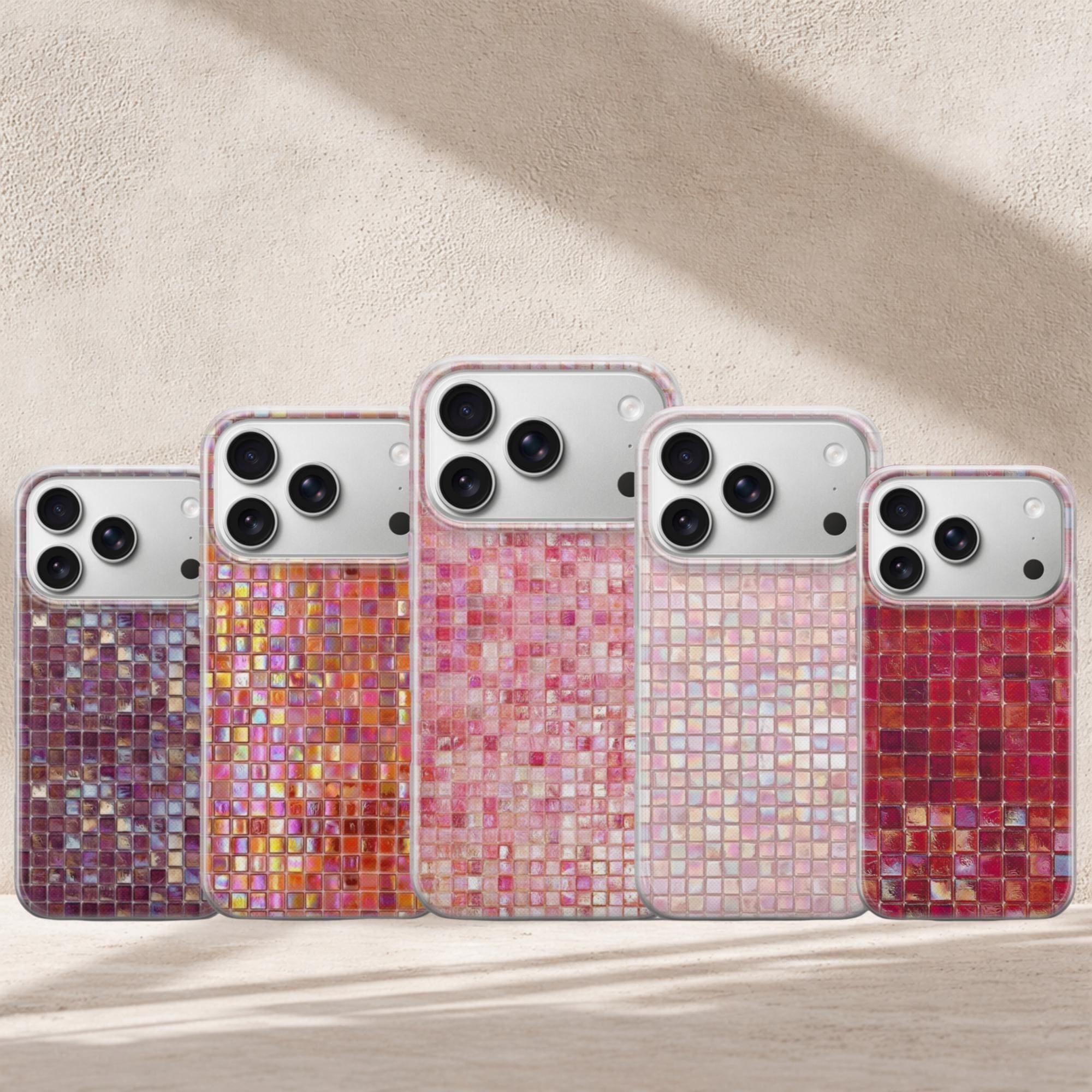 Mosaic Tiles Phone Case Pink Tile Art Tough Cover for iPhone 17 Pro Max ...