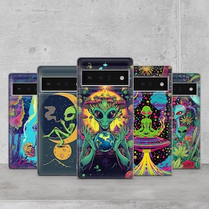 Funda para teléfono con diseño de abducción extraterrestre, compatible con Google Pixel 9A, 9 Pro XL, 7, 6A, Samsung Galaxy S25 Edge, S24, A36, iPhone 16e, 15 Pro, 14