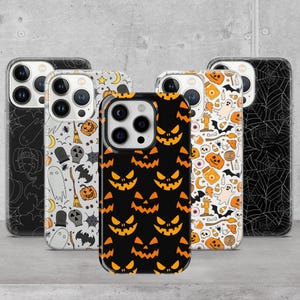 Halloween Handyhülle: Halloween Kürbis Geist Tough Cover für iPhone 16e, 15 Pro, 14, Google Pixel 9A, 8, 7, 6A, Samsung Galaxy S25, S23, A56