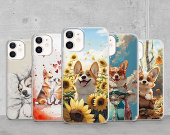 Furry Dog Phone Case Corgi Puppy Cover for iPhone 17 Pro Max, 16, 15 Google Pixel 10A, 9A, 8 Samsung Galaxy S26 Ultra, S25 FE, A57, A37, A17