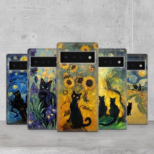 Custodia per telefono Van Gogh Art Black Cat Cover per Google Pixel 9A, 8, 7 Pro, 6A, Samsung Galaxy S25 Edge, S24, A26, A56 iPhone 16e, 16 Pro, 15, 14