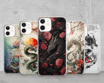 Funda de teléfono con diseño de dragón japonés para iPhone 17 Pro Max, 16, 15, Google Pixel 10A, 9A, 8, Samsung Galaxy S26 Ultra, S25 FE, A57, A37, A17