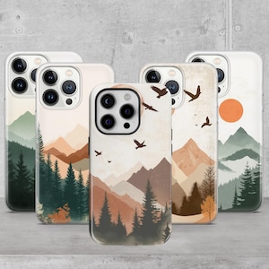 Custodia rigida per telefono Aesthetic Mountain Forest Art per iPhone 16e, 15, 13, Google Pixel 9A, 8, 6A, Samsung Galaxy S25 Edge, S24, A36, A16