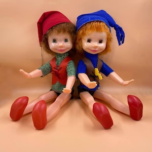 Vintage Doll from the USSR in Original Clothing - Vintage Buratino Plastic Toy – Doll from USSR, Retro   Figurine, Classic Childrens Toy