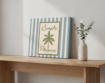 Coastal Stripe Home Decor | Beach House Print | Preppy Blue Green Poster | Vacation Home Gift