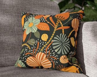 Dark Botanical Pillowcase | Moody Floral Throw Pillow Cover, Maximalist Home Decor