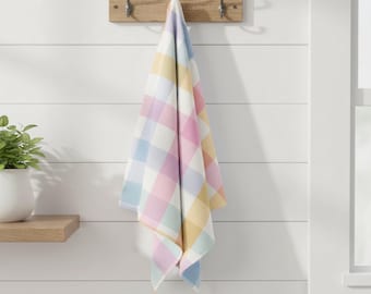 Pastel Gingham Hand Towel | Colorful Checker Bathroom Towel