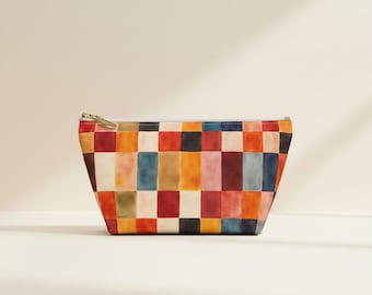 Watercolor Checkerboard Accessory Pouch