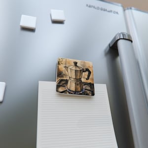 Moka Pot Illustration Porcelain Magnet | Coffee Stove Espresso Art