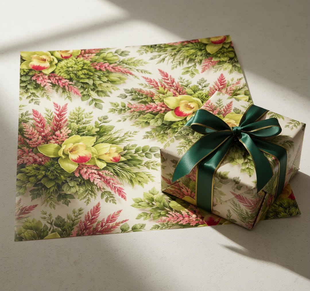 Floral Wrapping Paper, Botanical Glossy Gift Wrap, Garden Style Wrap - Etsy