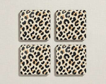 Leopard Print Coaster Set | Animal Print Home Decor | Maximalist Coffee Table Accessories