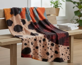 Abstract Cheetah Print Blanket | Plush Velveteen Throw | Moody Maximalist Home Decor | 50x60